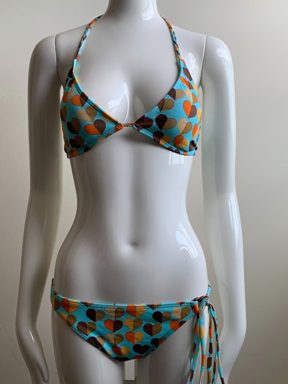 Billabong surf aqua blue heart halter bikini set